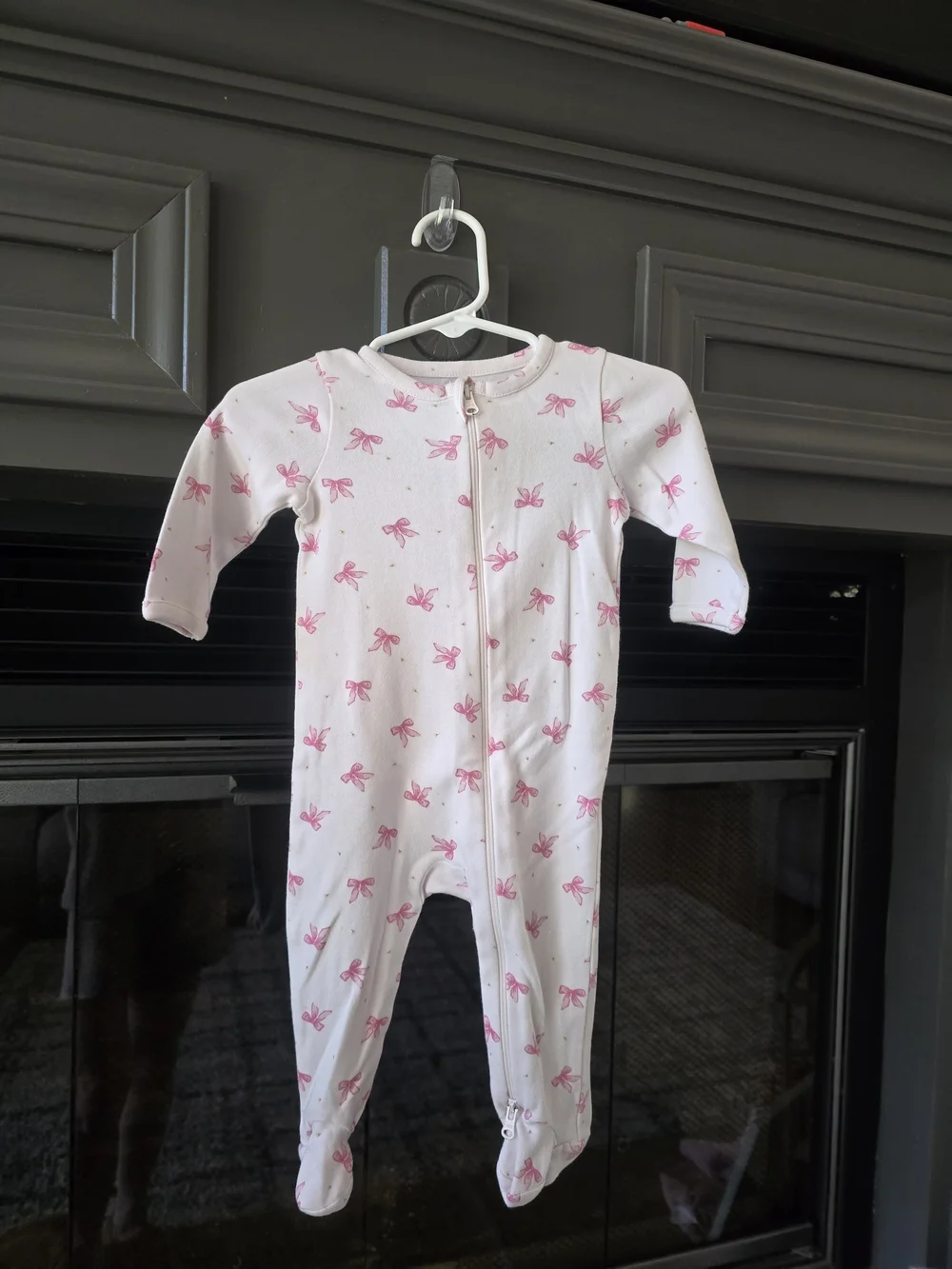 Nordstrom Pink Bow-Print Footed One-Piece